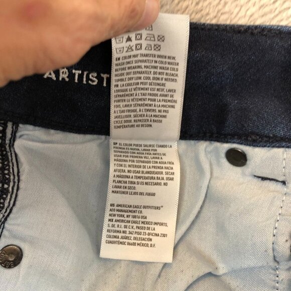 American Eagle Outfitters Womens Jeans Size 2 Artist Crop Destroyed Stretch Blue - Picture 9 of 16